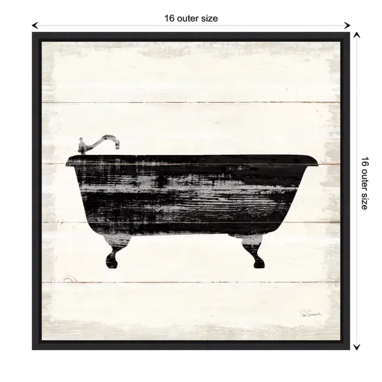 Shiplap Bath I by Sue Schlabach Canvas Art Framed Black {1}