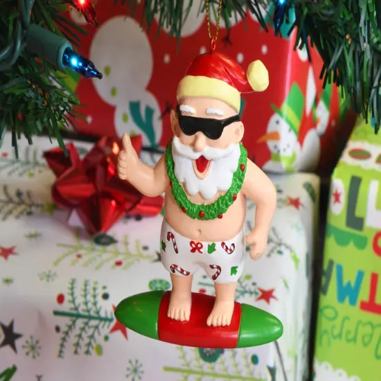 Surfing Santa Christmas Surfer Ornament {4}