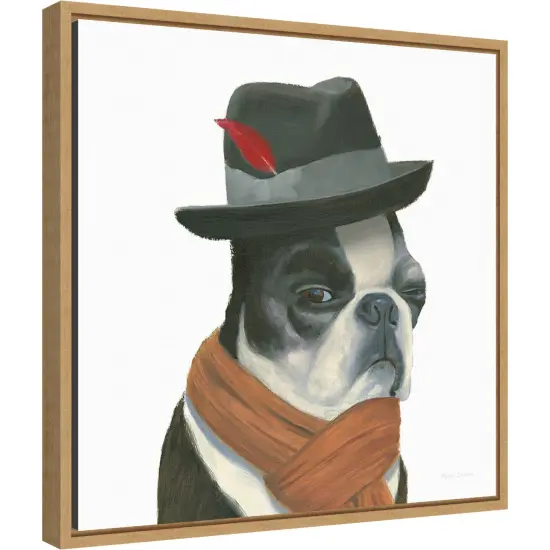 The Boys VIII Dog by Myles Sullivan 16-in. W x 16-in. H. Canvas Wall Art Print Framed in Natural {2}