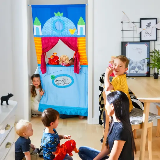 HABA Doorway Puppet Theater - Space Saver with Adjustable Rod Fits in Most Doorways Multicolor {3}