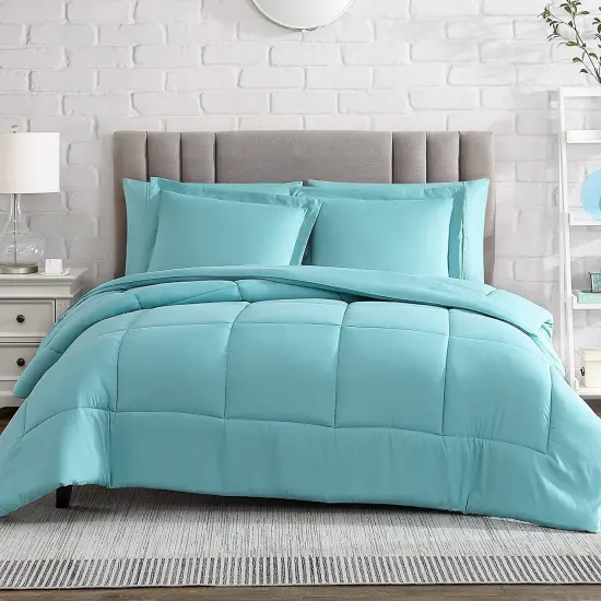 American Home Collection Down Alternative Comforter Set Extra Warm and Soft Aqua {1}