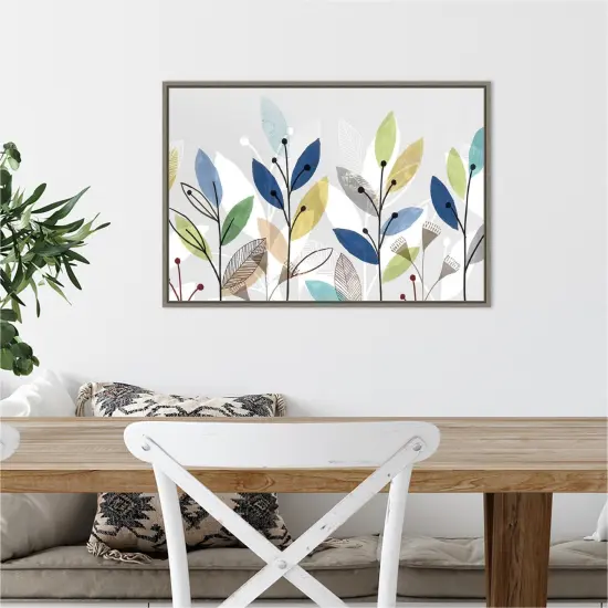 Morning Glory II (Floral) by Isabelle Z 23-in. W x 16-in. H. Canvas Wall Art Print Framed in Grey {5}