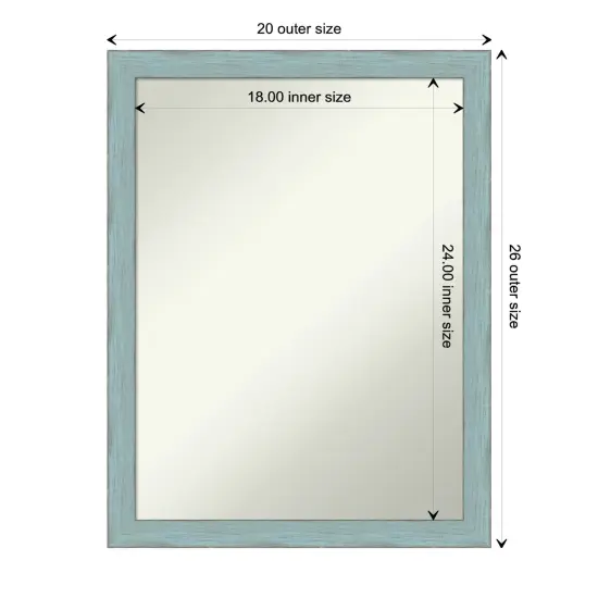 Amanti Art Non-Beveled Wood Wall Mirror, Sky Blue Rustic Frame {1}
