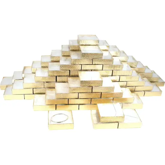 100 Gold Cotton Boxes Bangle Bracelet Clear Top Display {1}