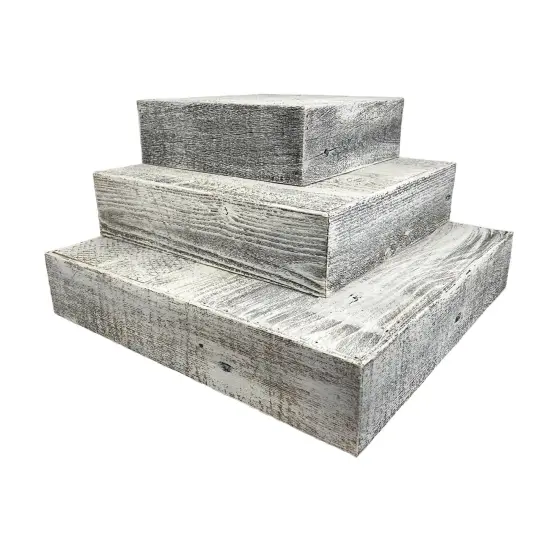 Rustic Farmhouse Reclaimed Wood Dessert/Cake Stand 3-Piece Set White {1}