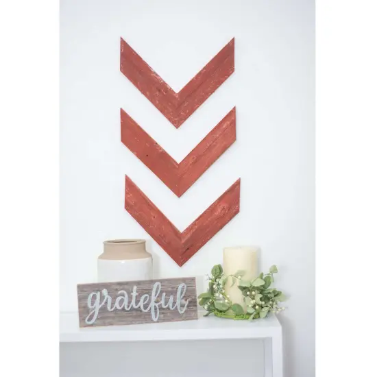 Rustic Farmhouse 11 in. x 14 in. Reclaimed Wood Chevron Arrows (Set of 3) Red {2}