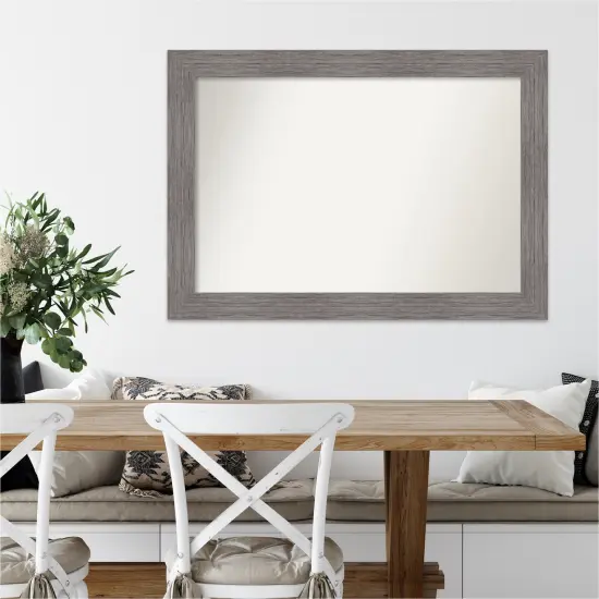 Amanti Art Non-Beveled Wall Mirror, Pinstripe Plank Grey Frame {7}