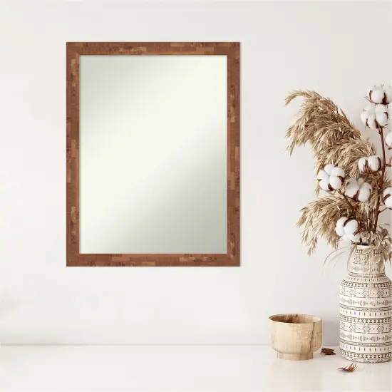 Amanti Art Non-Beveled Wood Wall Mirror, Fresco Dark Walnut Frame Fresco Light Pecan {5}