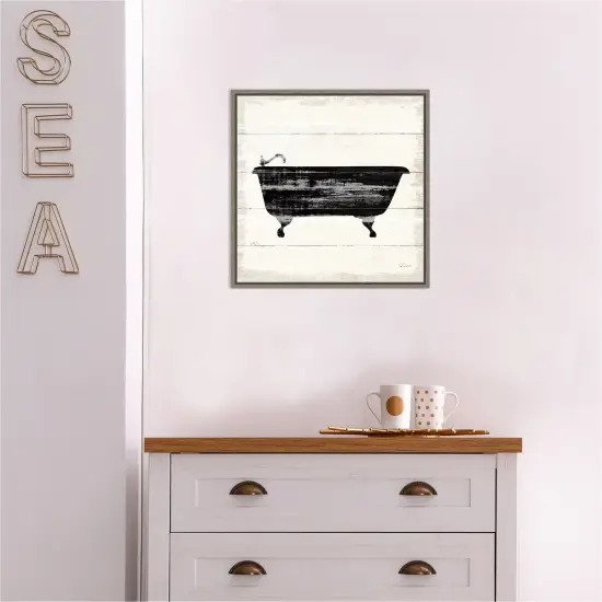 Shiplap Bath I by Sue Schlabach Canvas Art Framed Grey {5}