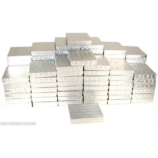 100 Silver Cotton Boxes Necklace Gift Jewelry Displays 6 1/8" {1}