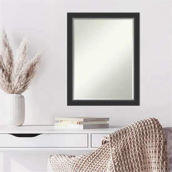 Petite Bevel Wood Wall Mirror, Corvino Narrow Black Frame {6}