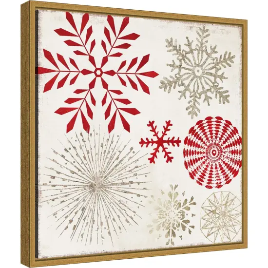 Christmas Snowflakes I by PI Studio Canvas Wall Art Print Framed Gold {1}