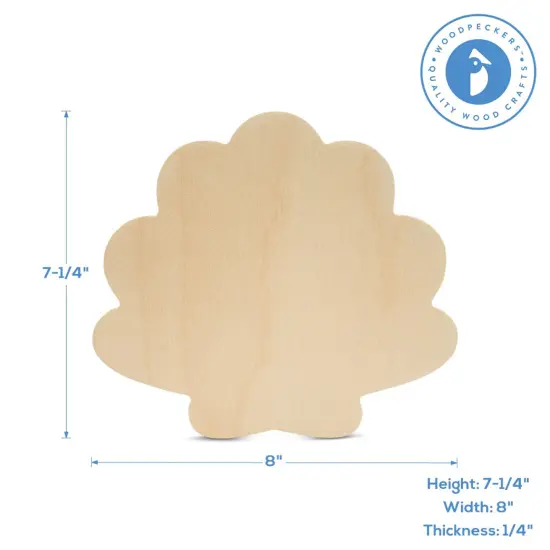 Unfinished Wooden Seashell Cutout, 12", for Summer Decor & Crafts | Woodpeckers {3}