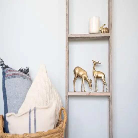 Rustic Farmhouse 4ft Reclaimed Wood Decorative Bookcase Picket Ladder Grey {4}