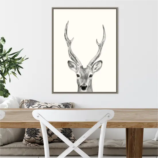 Animal Mug IV (Deer) by Victoria Borges Canvas Wall Art Print Framed Gold {7}