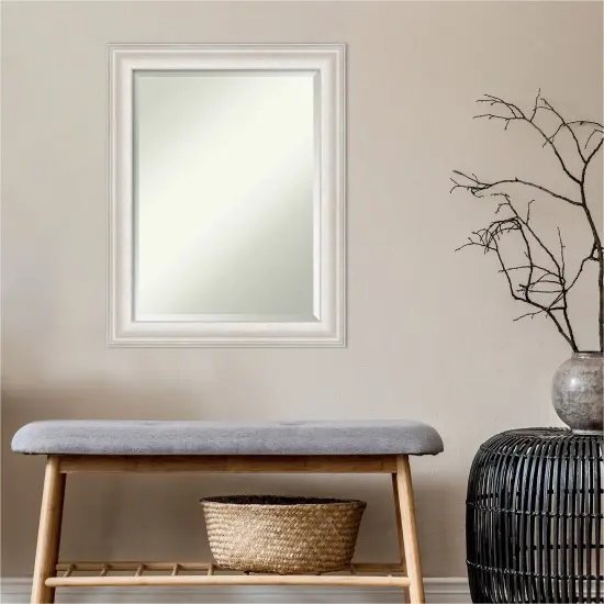 Beveled Bathroom Wall Mirror, Trio White Wash Silver Frame {4}