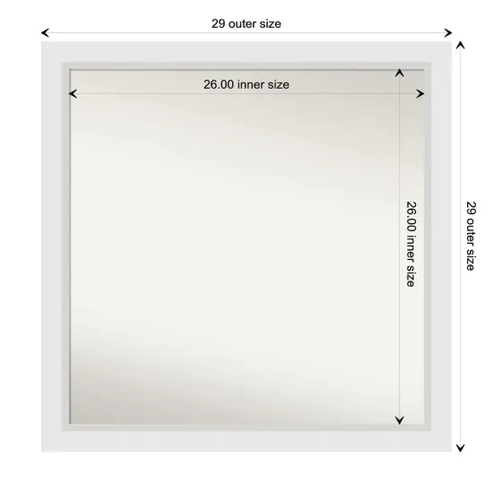 Amanti Art Non-Beveled Wood Wall Mirror, Blanco White Frame {1}