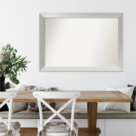 Amanti Art Non-Beveled Wood Wall Mirror, Brushed Sterling Silver Frame {7}