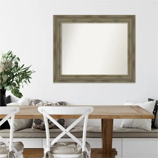 Amanti Art Non-Beveled Wood Wall Mirror, Alexandria Greywash Frame {6}