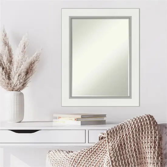 Petite Bevel Wall Mirror, Eva Frame Eva White Silver {6}