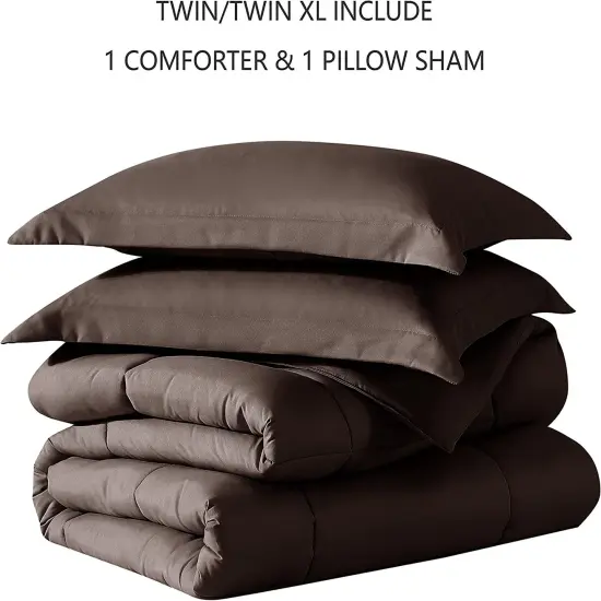 American Home Collection Down Alternative Comforter Set Extra Warm and Soft Chocolate Brown {4}