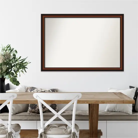 Amanti Art Non-Beveled Wood Wall Mirror, Cyprus Walnut Narrow Frame {6}