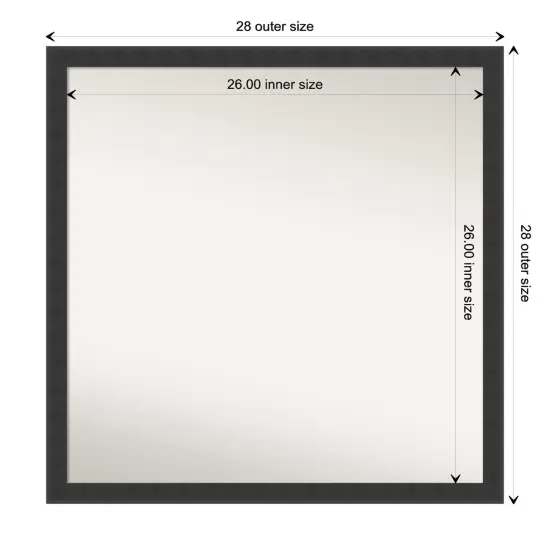 Amanti Art Non-Beveled Wood Wall Mirror, Mezzanotte Black Frame {1}