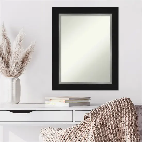 Amanti Art Non-Beveled Wall Mirror, Eva Black Silver Frame {6}