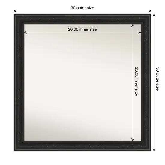Amanti Art Non-Beveled Wall Mirror, Shipwreck Black Narrow Frame {1}
