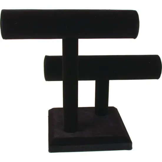 Black Velvet T-Bar & 2 Tier T-Bar Bracelet Necklace Jewelry Display Kit 2 Pcs {3}