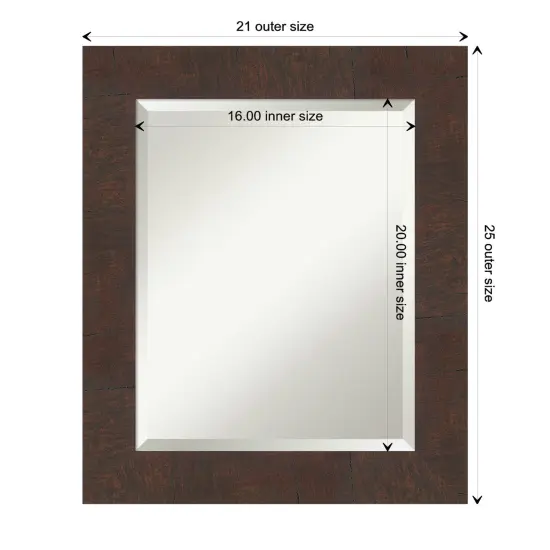 Beveled Bathroom Wall Mirror, Wildwood Brown Frame {1}