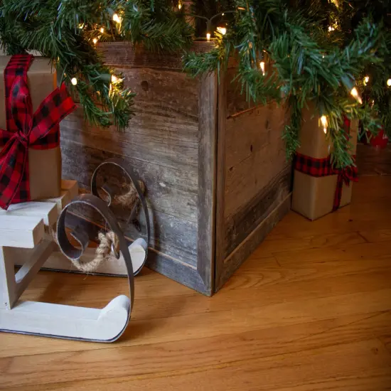 Rustic Farmhouse Medium 22" Reclaimed Wooden Christmas Tree Box Collar Grey {3}