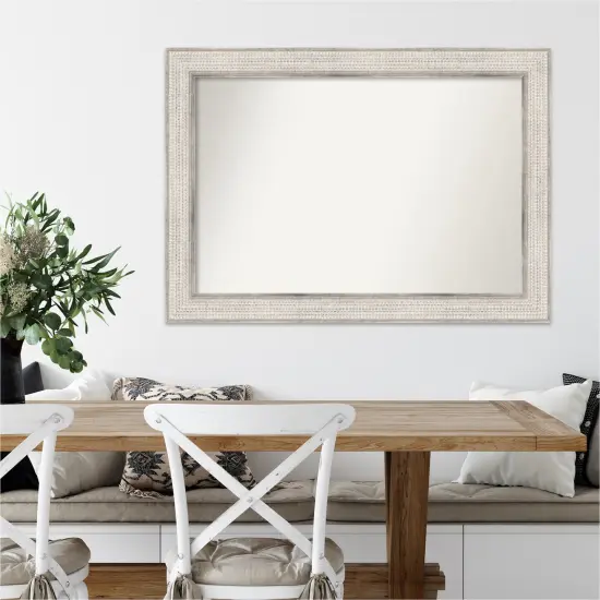 Amanti Art Non-Beveled Wood Wall Mirror, Trellis Silver Frame {7}