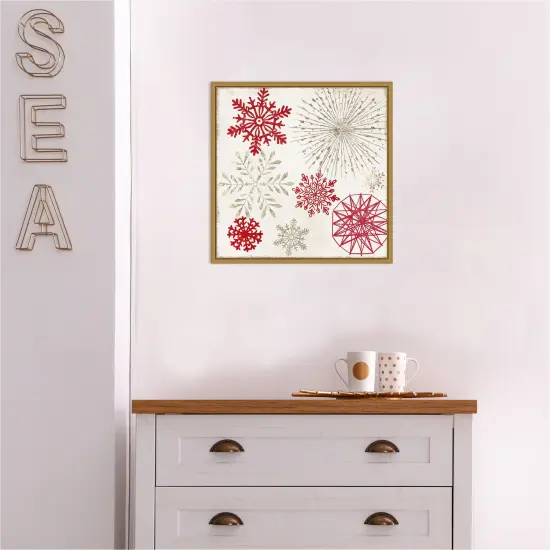 Christmas Snowflakes II by PI Studio Canvas Wall Art Print Framed Gold {5}