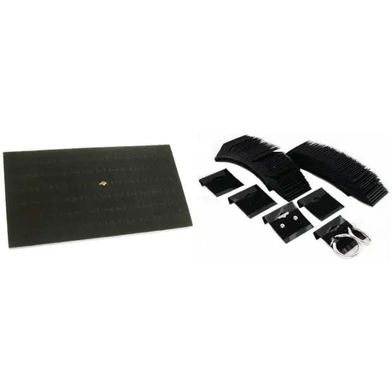 72 Slot Foam Ring Display Insert Pad & Black Flocked Earring Cards Kit 101 Pcs {1}