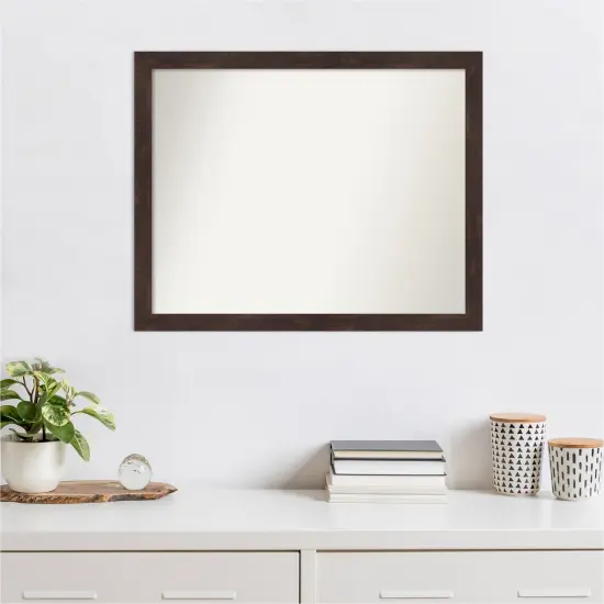 Amanti Art Non-Beveled Wood Wall Mirror, Fresco Dark Walnut Frame {6}