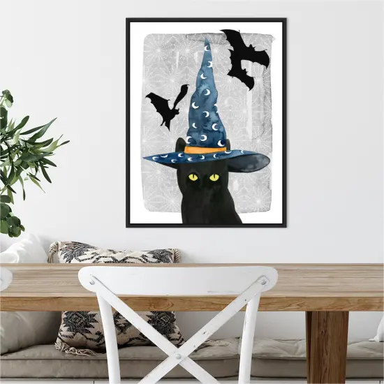 Black Cat II by Grace Popp 18-in. W x 24-in. H. Canvas Wall Art Print Framed in Black {5}