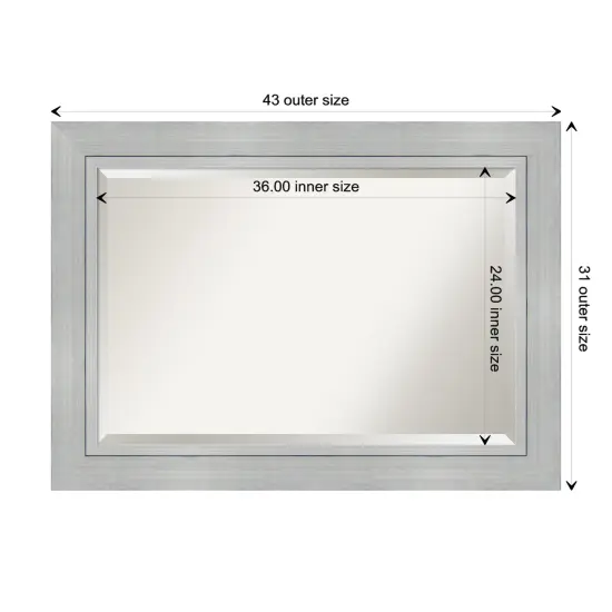 Beveled Wood Bathroom Wall Mirror, Romano Silver Frame {1}