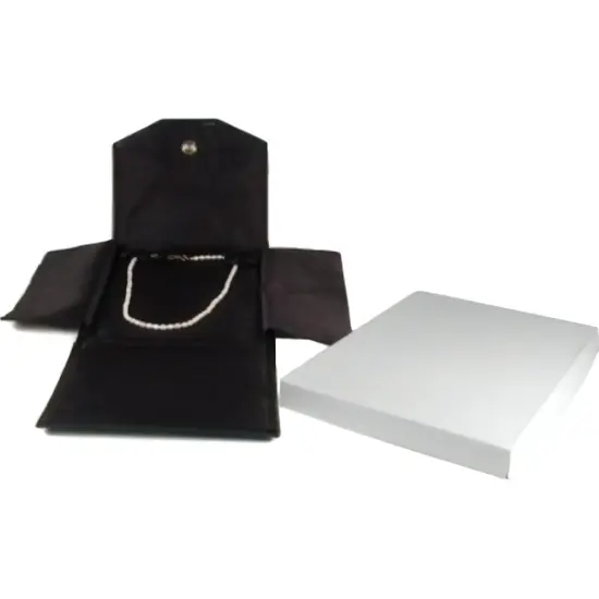 Black Leather Satin Necklace Jewelry Travel Folder Display Case {1}