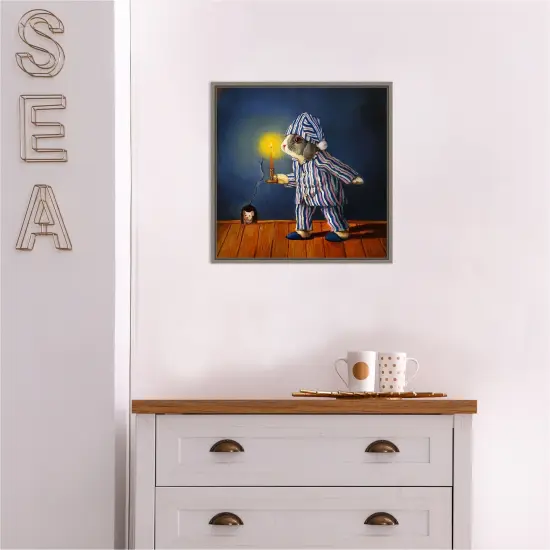 The Night Before Christmas Mouse by Lucia Heffernan Canvas Wall Art Print Framed Grey {5}