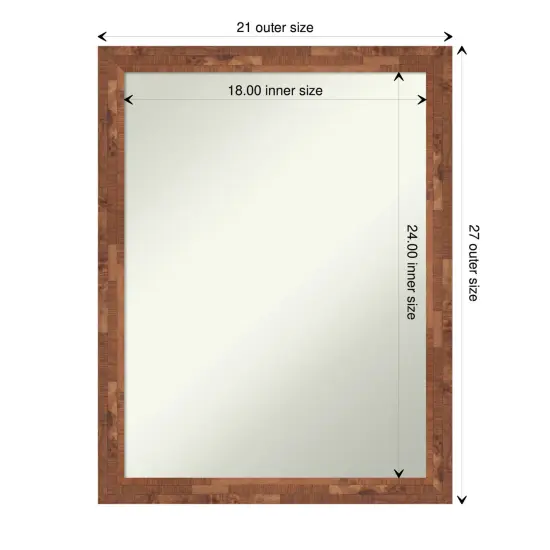 Amanti Art Non-Beveled Wood Wall Mirror, Fresco Dark Walnut Frame Fresco Light Pecan {1}