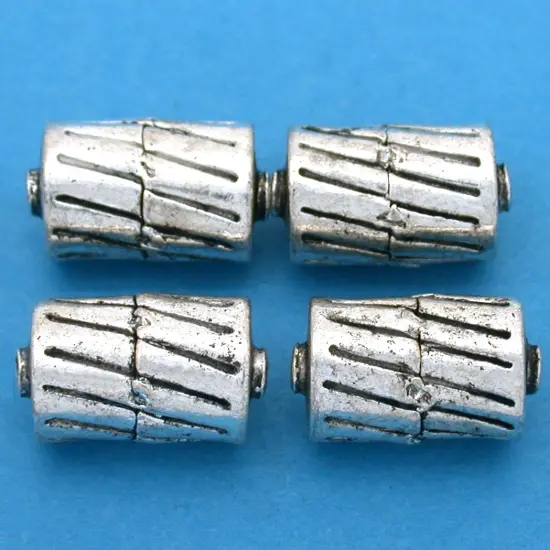 16g Bali Barrel Beads Antq Silver Plated 17mm Approx 3 {1}