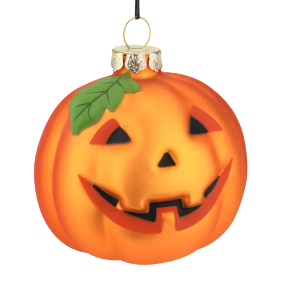 Tree Buddees Pumpkin Glass Bulb Jack-o'-lantern Halloween Ornament {1}