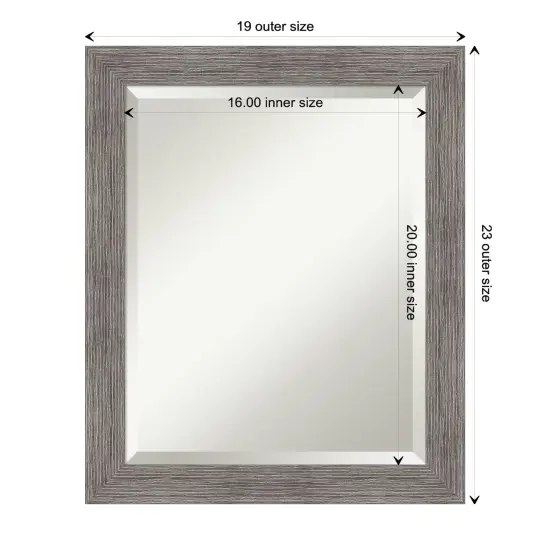 Beveled Bathroom Wall Mirror, Pinstripe Plank Grey Narrow Frame {1}