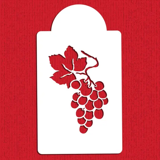 Single Grape Cake Stencil | C070 by Designer Stencils | Cake Decorating Tools | Baking Stencils for Royal Icing, Airbrush, Dusting Powder | Reusable Plastic Food Grade Stencil for Cakes | Easy to Use & Clean Cake Stencil {1}