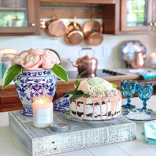 Rustic Farmhouse Reclaimed Wood Dessert/Cake Stand 3-Piece Set White {3}