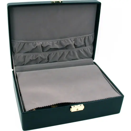 10 Watch Black Display Case Glossy Solid Top Box & Lock {2}