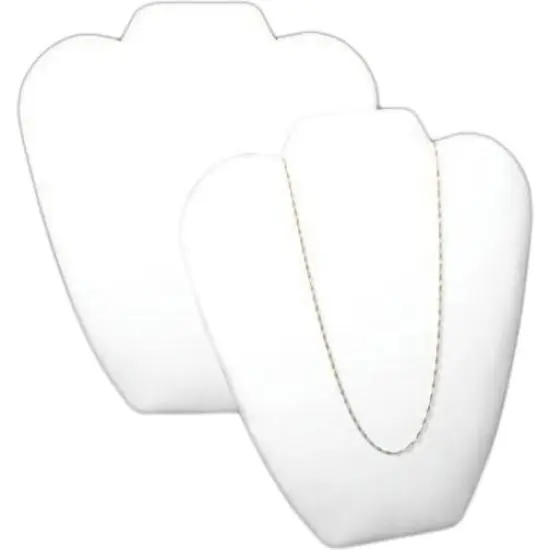 2 White Leather Padded Necklace Pendant Bust Showcase Displays 8 5/8" {1}