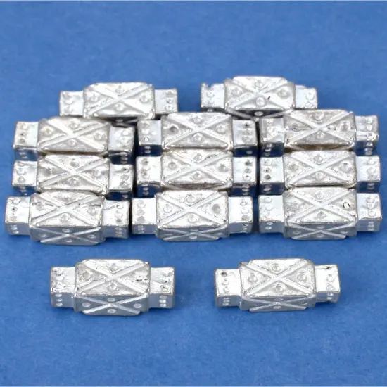 Rectangle Tube Beads Silver Plated Part 13mm Approx 12 {1}
