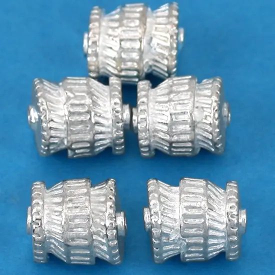 16g Barrel Bali Beads Silver Plated Tube 12mm Approx 5 {1}